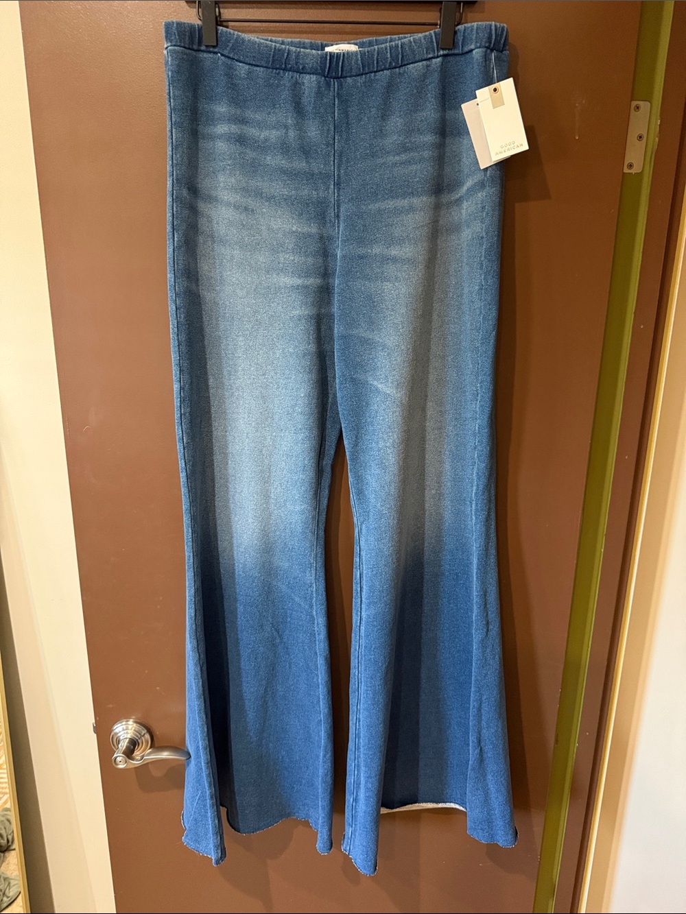 NWT Good American Blue Flare Pull-On Wide Leg Pants - 34” inseam